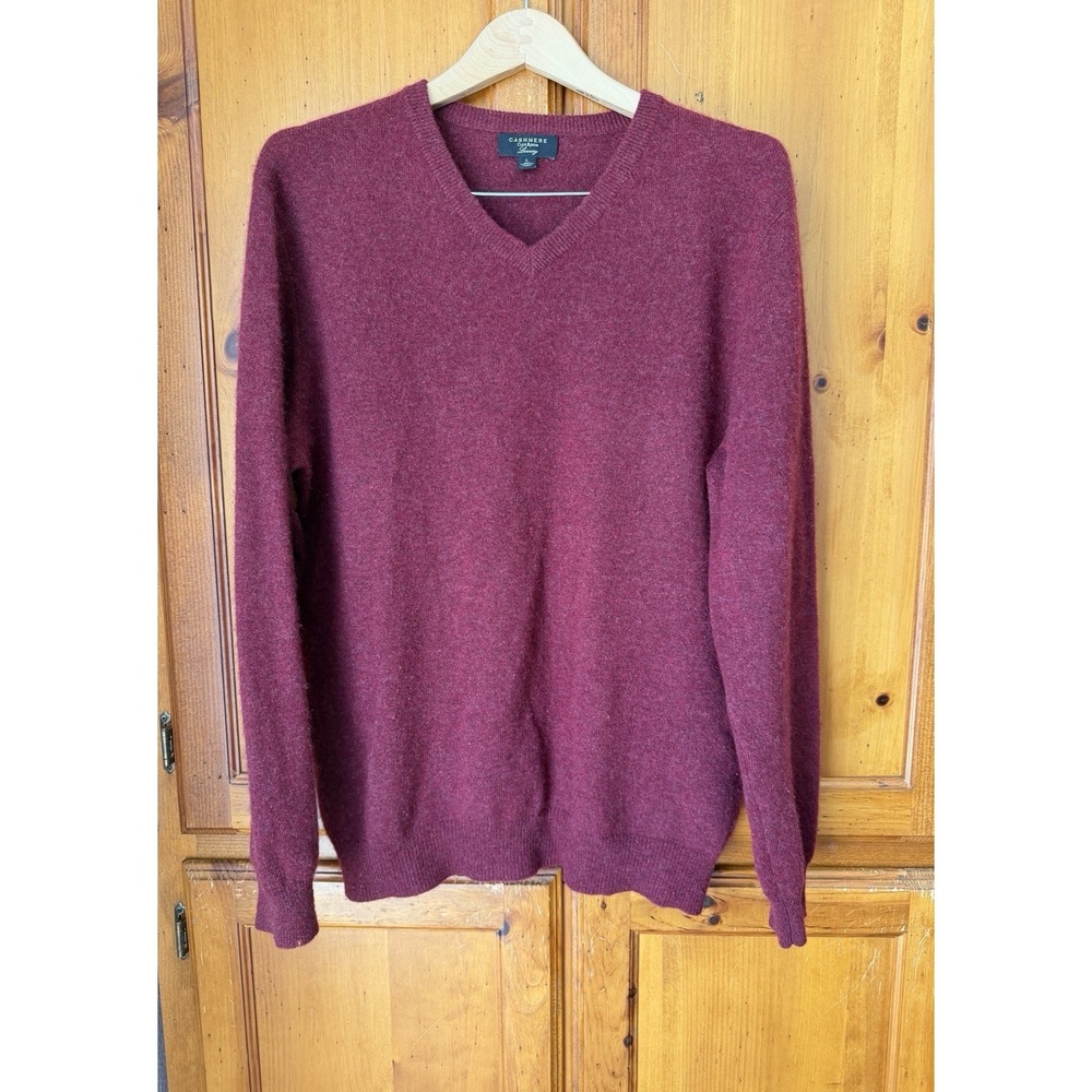Cashmere Sweater Club Room Luxury Men's L V Neck Wool READ HOLES Red Pullover